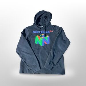 Nintendo 64 N64 Black Graphic Hoodie Sweatshirt‎ Pullover Mens